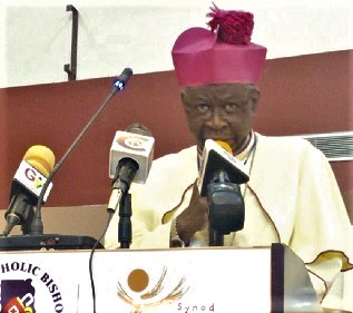 Most Reverend Phillip Naameh, President of the GCBC, speaking during the conference 